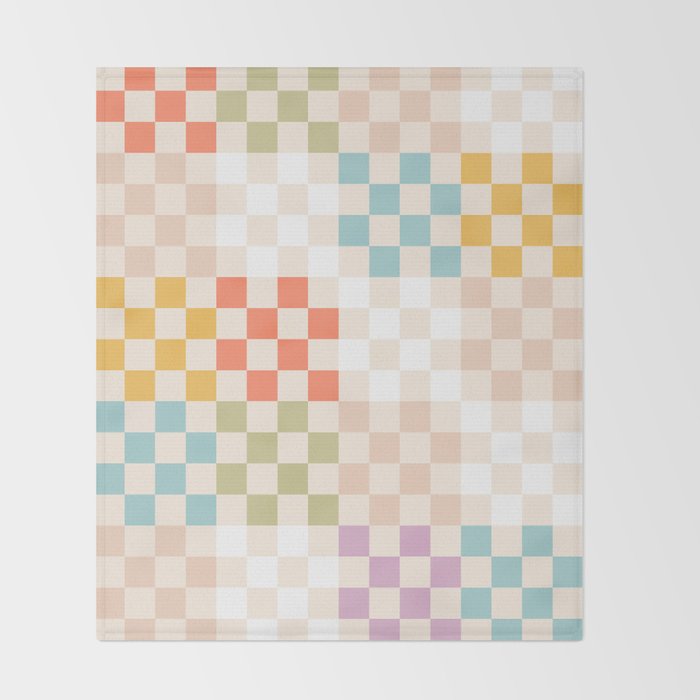 Retro Pastel Check Pattern Throw Blanket Gallery Image 2