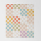 Retro Pastel Check Pattern Throw Blanket Gallery Image 2