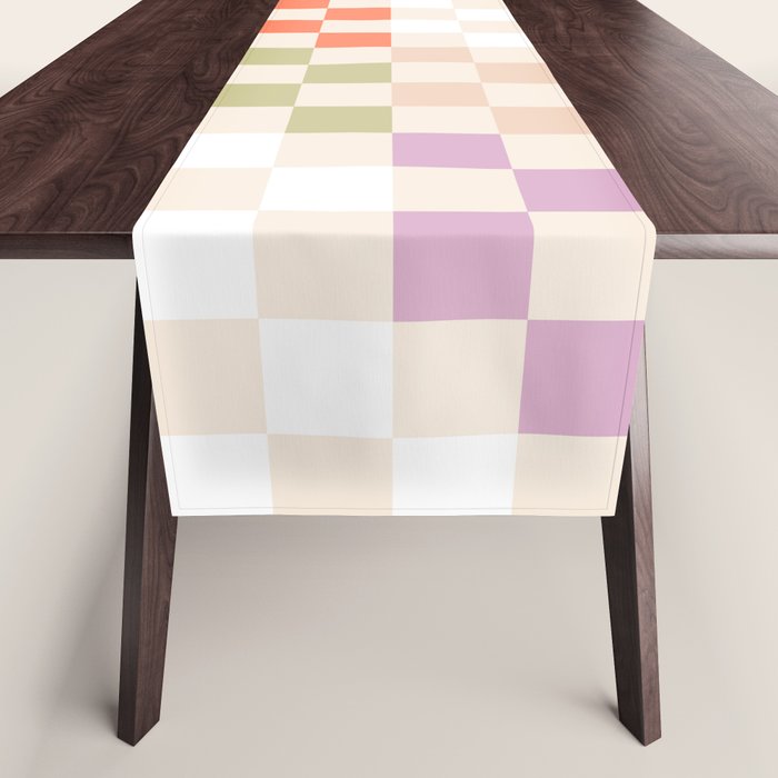 Retro Pastel Check Pattern Table Runner Gallery Image 1