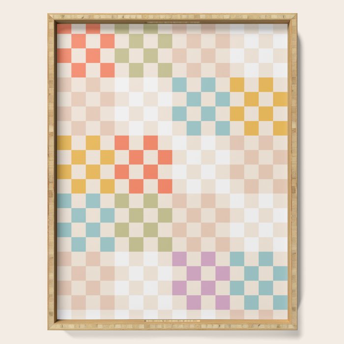 Retro Pastel Check Pattern Serving Tray Gallery Image 1