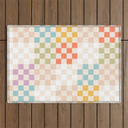 Retro Pastel Check Pattern Outdoor Rug Gallery Image 1