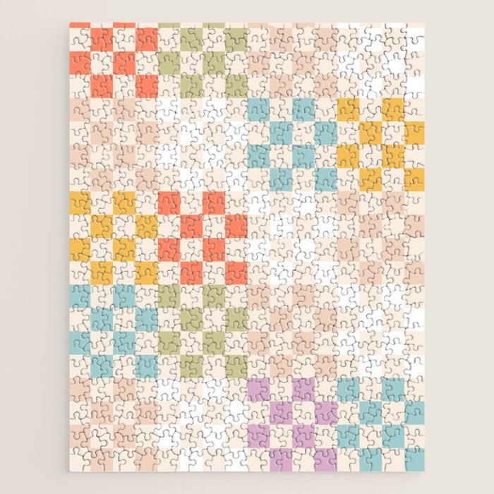 Retro Pastel Check Pattern Jigsaw Puzzle Gallery Image 1