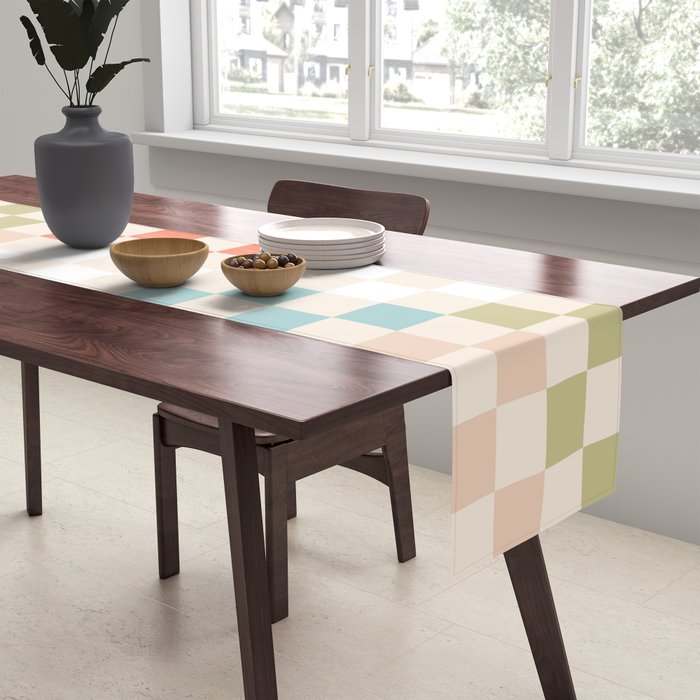 Retro Pastel Check Pattern Table Runner Gallery Image 2