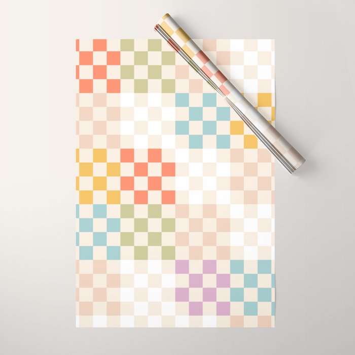 Retro Pastel Check Pattern Wrapping Paper Gallery Image 1