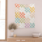 Retro Pastel Check Pattern Wall Tapestry Gallery Image 2