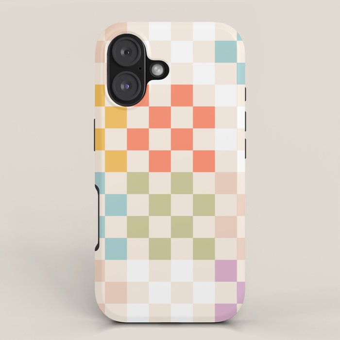 Retro Pastel Check Pattern iPhone Case Gallery Image 1