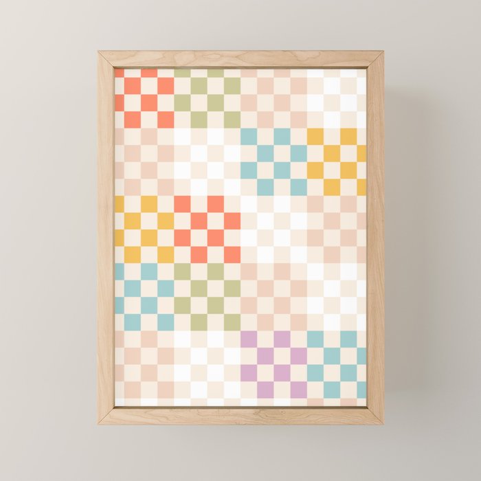 Retro Pastel Check Pattern Mini Art Print Gallery Image 1