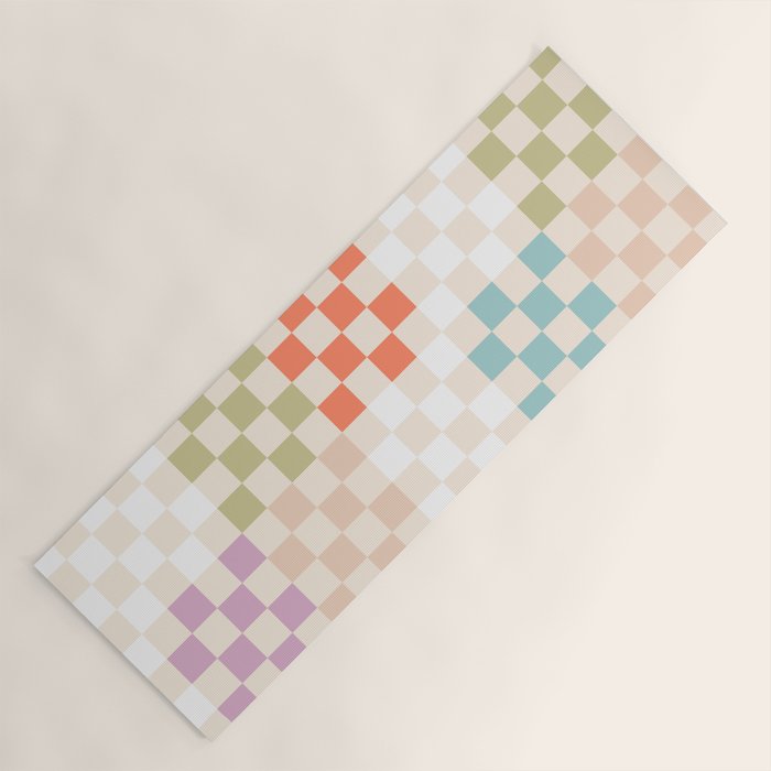 Retro Pastel Check Pattern Yoga Mat Gallery Image 1
