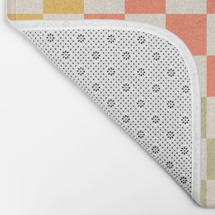 Retro Pastel Check Pattern Bath Mat Gallery Image 2