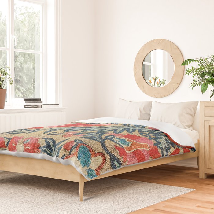18th Century Suzani Fragment Print Duvet Cover Gallery Image 2