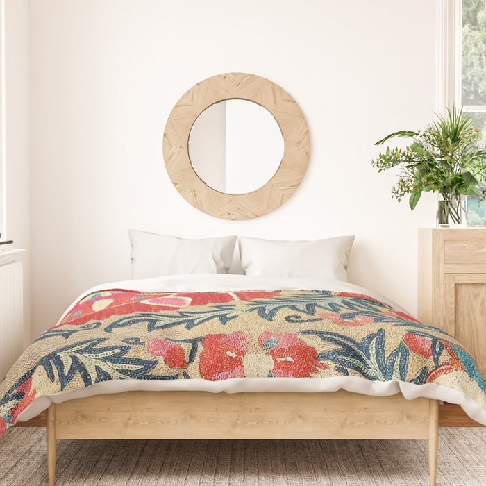 18th Century Suzani Fragment Print Duvet Cover Gallery Image 3