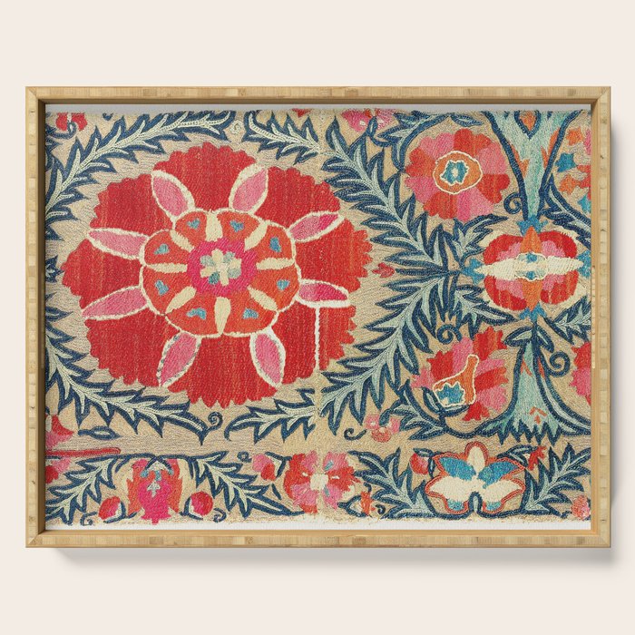 18th Century Suzani Fragment Print Serving Tray Gallery Image 1