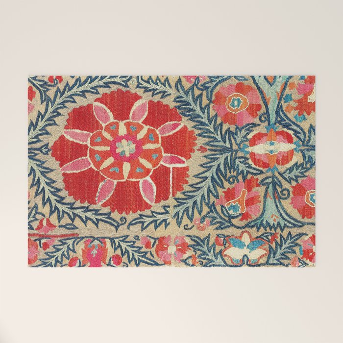 18th Century Suzani Fragment Print Welcome Mat Gallery Image 1