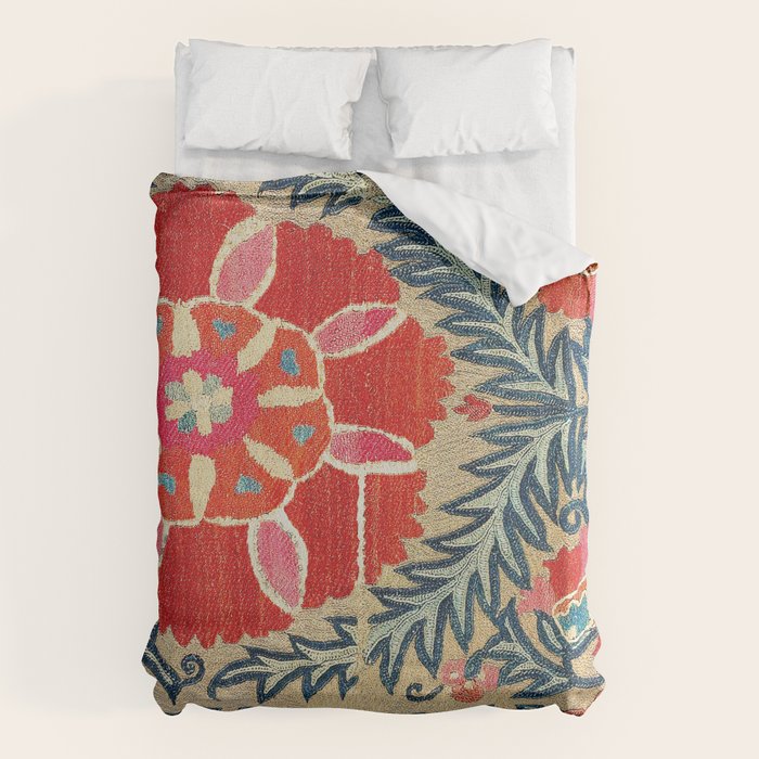 18th Century Suzani Fragment Print Duvet Cover Gallery Image 1