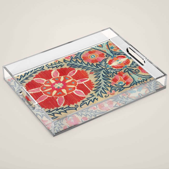 18th Century Suzani Fragment Print Acrylic Tray Gallery Image 1