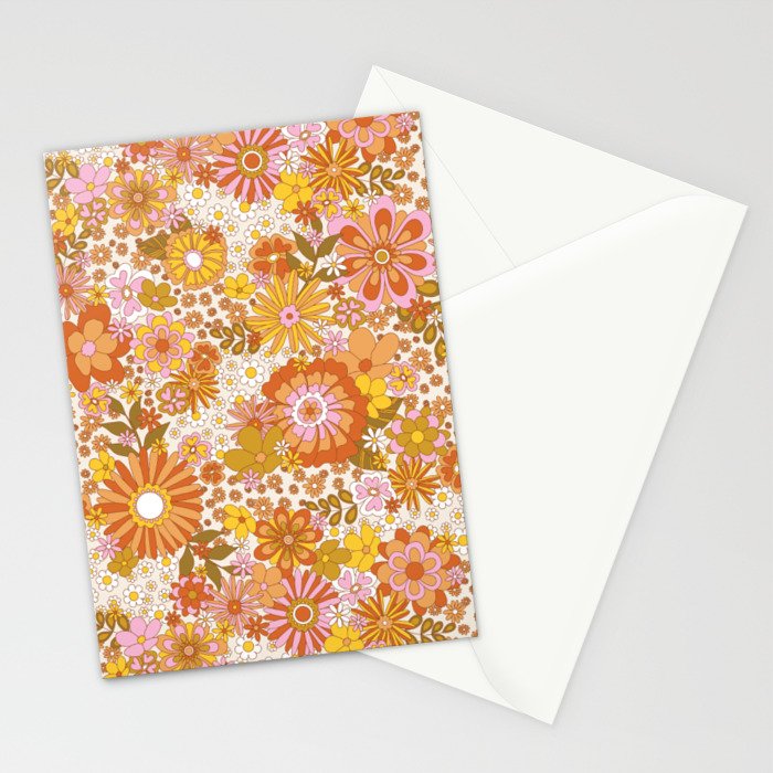 70s Floral Pattern Stationery Card Gallery Image 2