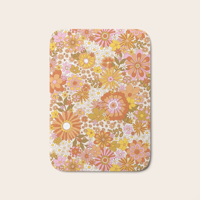 70s Floral Pattern Bath Mat Gallery Image 1