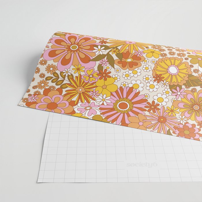 70s Floral Pattern Wrapping Paper Gallery Image 2