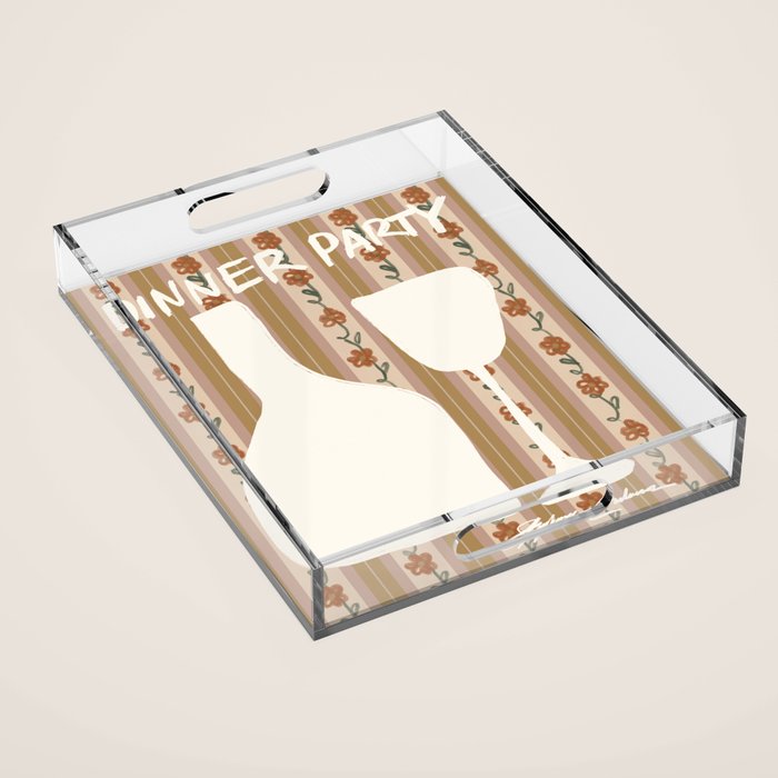 Dinner Party Vintage Stripe Acrylic Tray Gallery Image 1