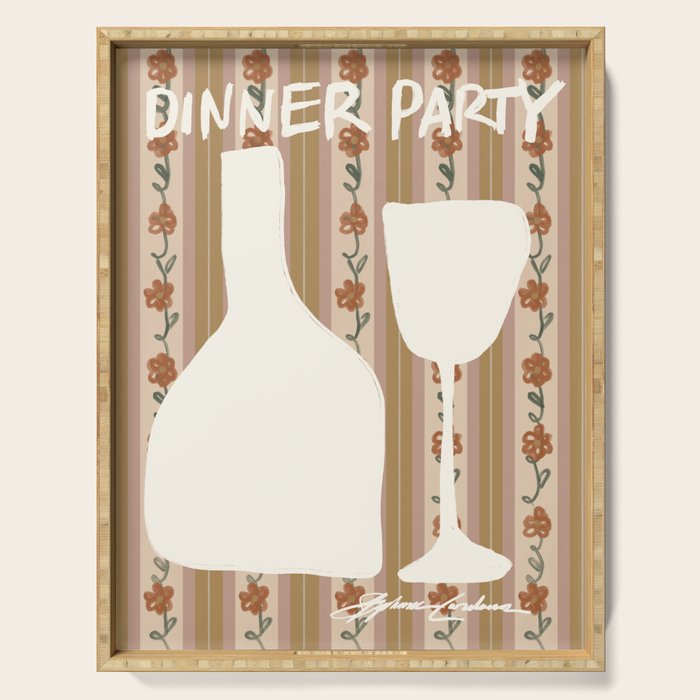 Dinner Party Vintage Stripe Serving Tray Gallery Image 1