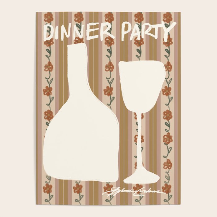 Dinner Party Vintage Stripe Poster Gallery Image 1