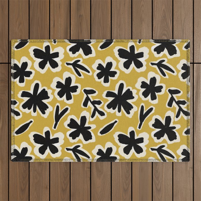 Black Florals #1 Outdoor Rug Gallery Image 1