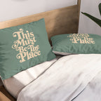 This Must Be The Place - Green & Beige Pillow Sham Gallery Image 2