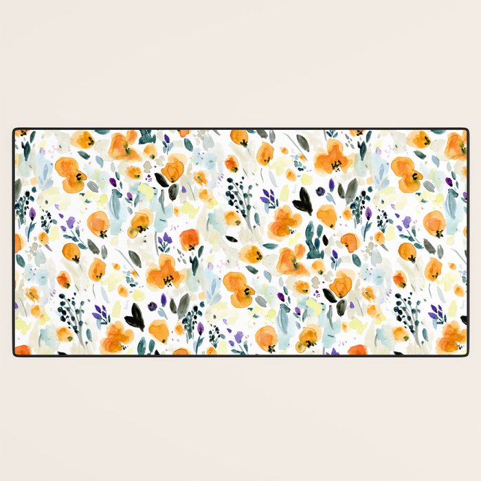 Cali Poppies + wild flowers Desk Mat Gallery Image 3