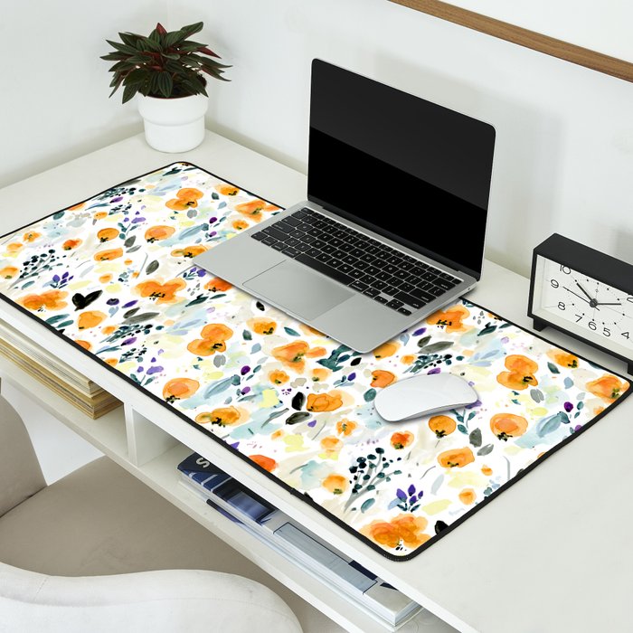 Cali Poppies + wild flowers Desk Mat Gallery Image 2