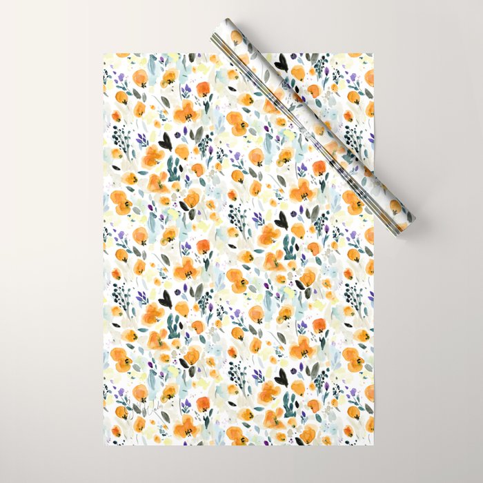 Cali Poppies + wild flowers Wrapping Paper Gallery Image 1