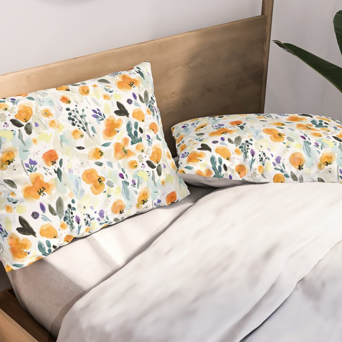 Cali Poppies + wild flowers Pillow Sham Gallery Image 2