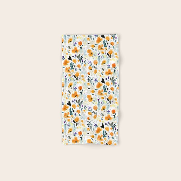 Cali Poppies + wild flowers Bath Towel Gallery Image 1