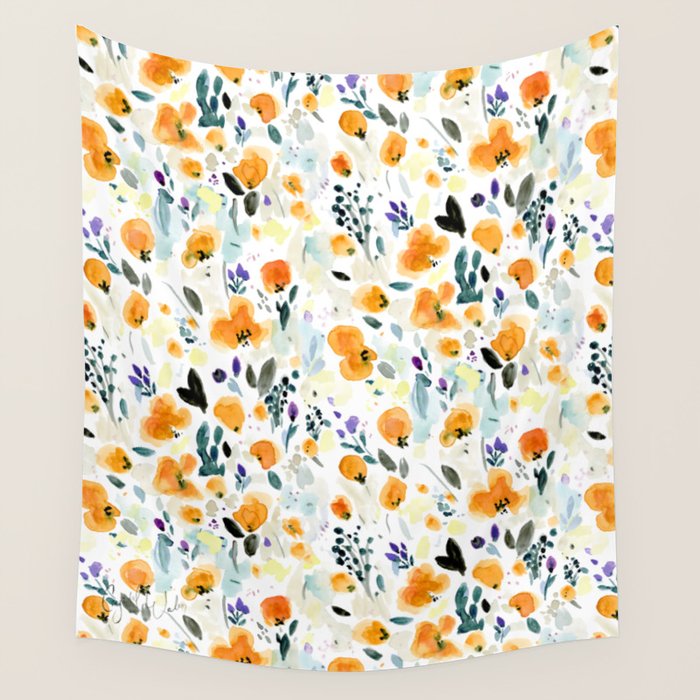 Cali Poppies + wild flowers Wall Tapestry Gallery Image 4