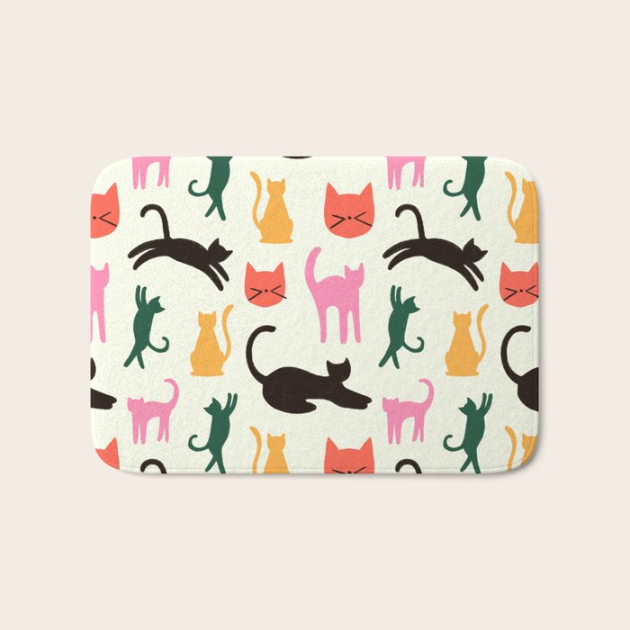 Colorful Cats Pattern Bath Mat Gallery Image 1