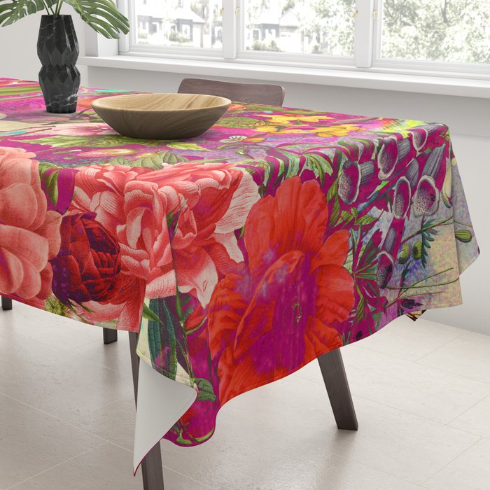 Atomic Garden - Vibrant Flowers Tablecloth Gallery Image 3