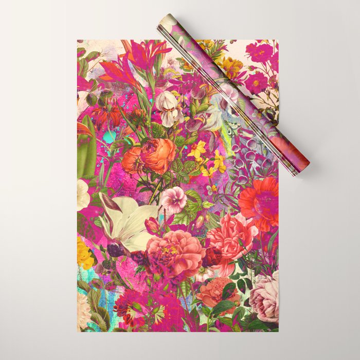 Atomic Garden - Vibrant Flowers Wrapping Paper Gallery Image 1