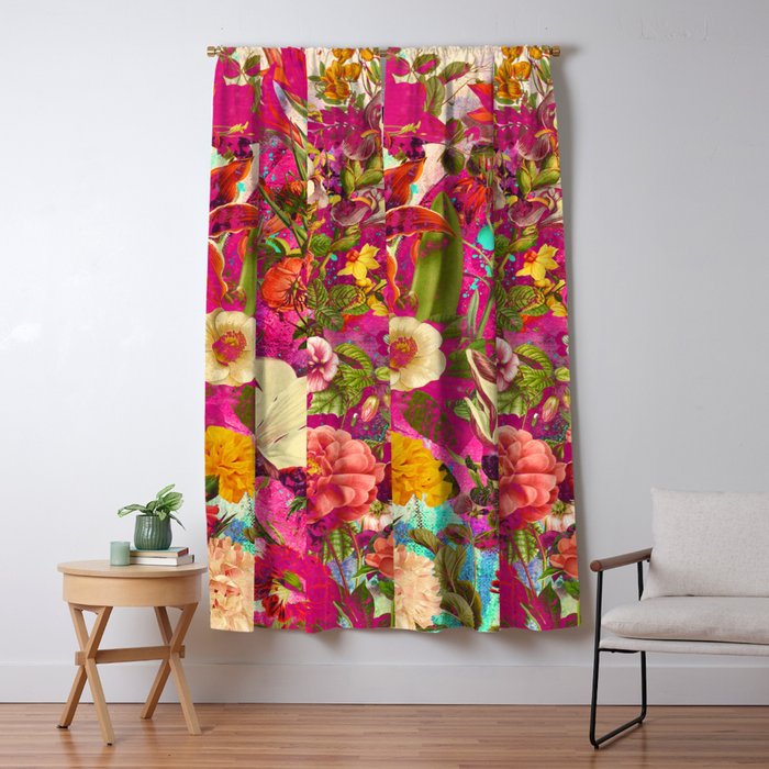 Atomic Garden - Vibrant Flowers Window Curtain Gallery Image 1
