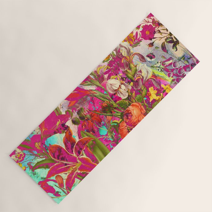 Atomic Garden - Vibrant Flowers Yoga Mat Gallery Image 1