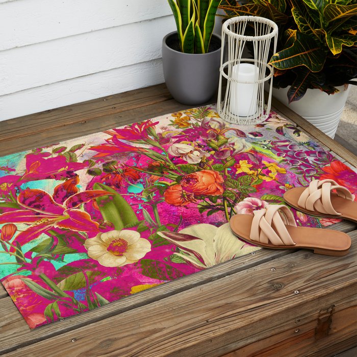 Atomic Garden - Vibrant Flowers Outdoor Rug Gallery Image 2