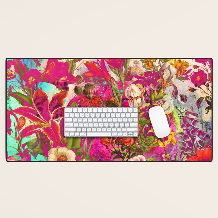 Atomic Garden - Vibrant Flowers Desk Mat Gallery Image 1