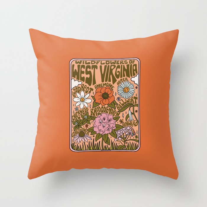 West Virginia Wildflowers Throw Pillow Gallery Image 6