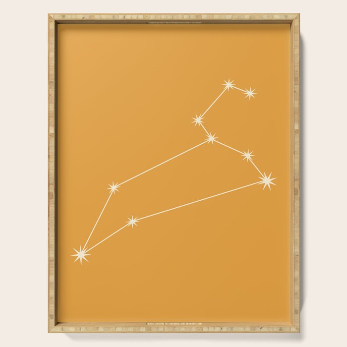 Leo Zodiac Star Constellation Line Art Peach Orange Serving Tray Gallery Image 1