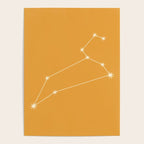 Leo Zodiac Star Constellation Line Art Peach Orange Poster Gallery Image 4