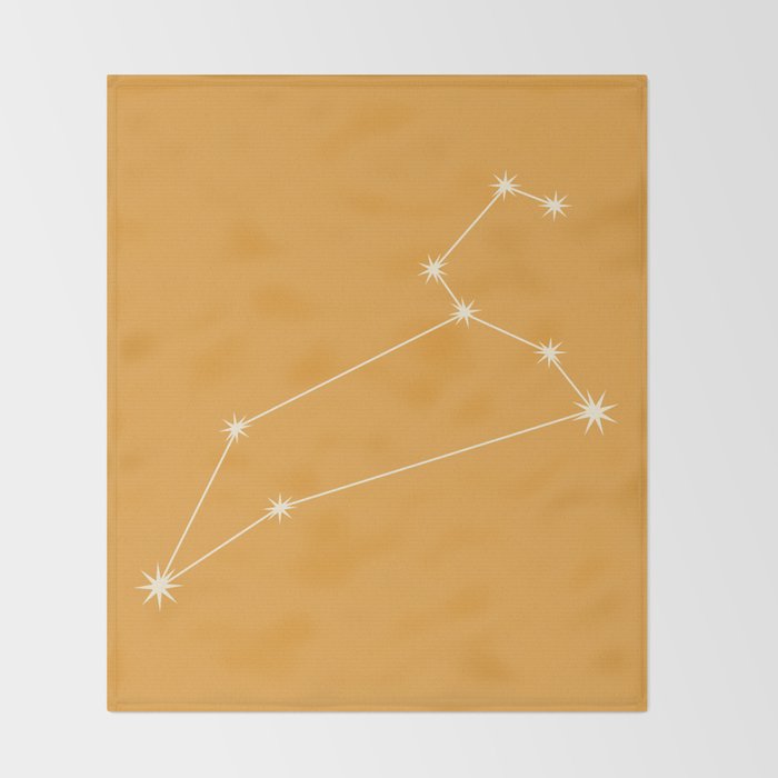 Leo Zodiac Star Constellation Line Art Peach Orange Throw Blanket Gallery Image 2