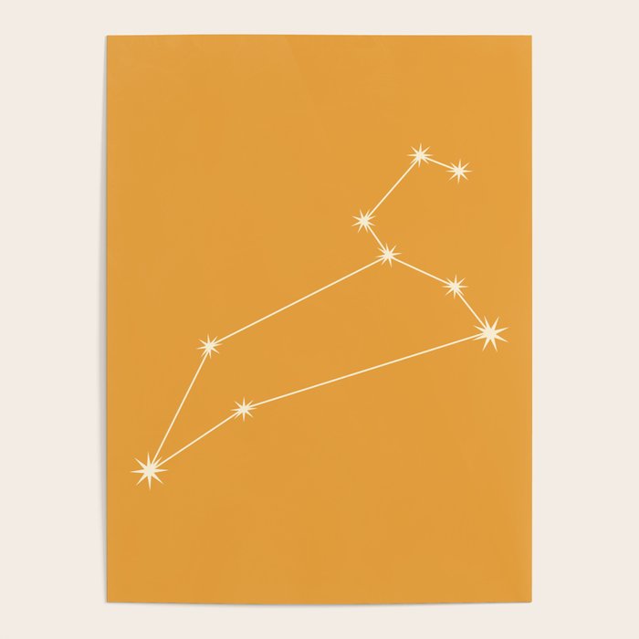 Leo Zodiac Star Constellation Line Art Peach Orange Poster Gallery Image 1