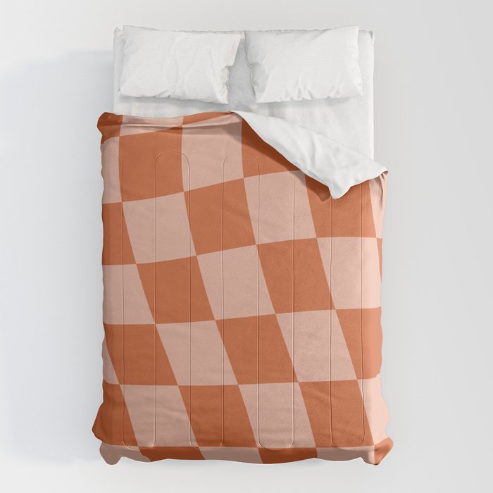 Warped Check Pattern Pumpkin Peach Comforter Gallery Image 6