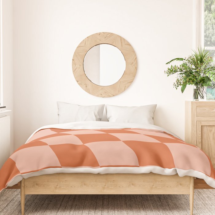 Warped Check Pattern Pumpkin Peach Duvet Cover Gallery Image 3