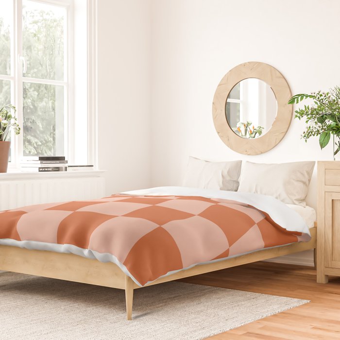 Warped Check Pattern Pumpkin Peach Duvet Cover Gallery Image 2