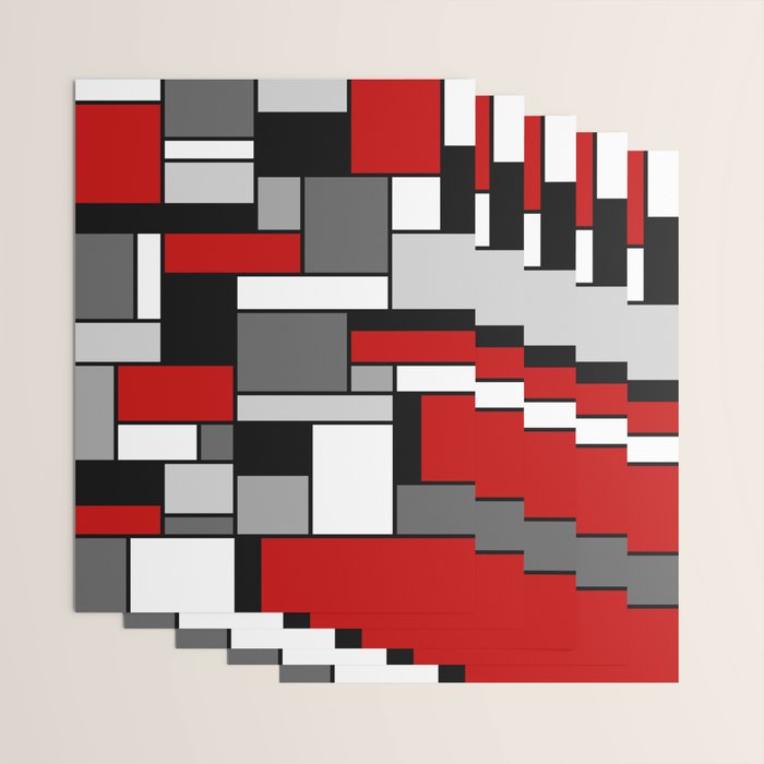Mid Century Modern Color Blocks in Red, Gray, Black and White Wrapping Paper Gallery Image 3