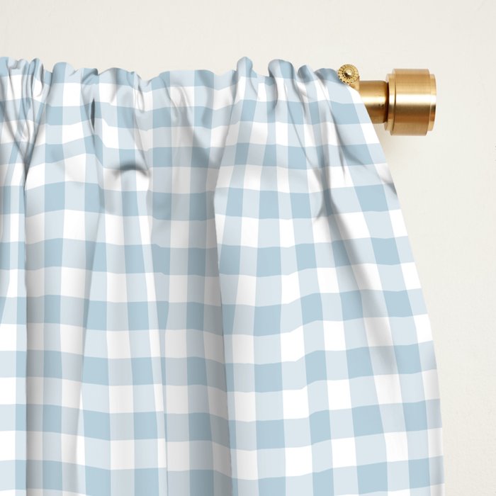 Baby Blue Gingham Check Window Curtain Gallery Image 2